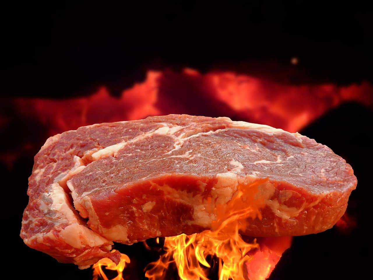 red meat on fire